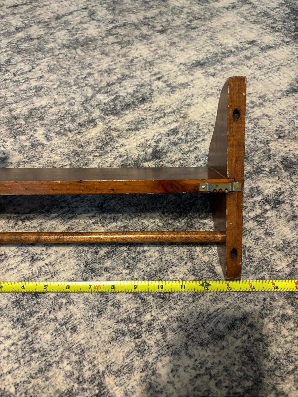 Vintage Classic Mid Century Modern Brown Wooden Wall Shelf Rack Decorative